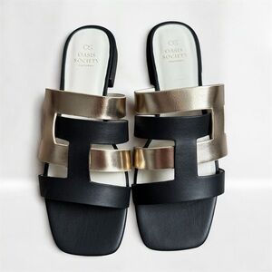 Oasis Society The Parker Sandals in Black and Gold